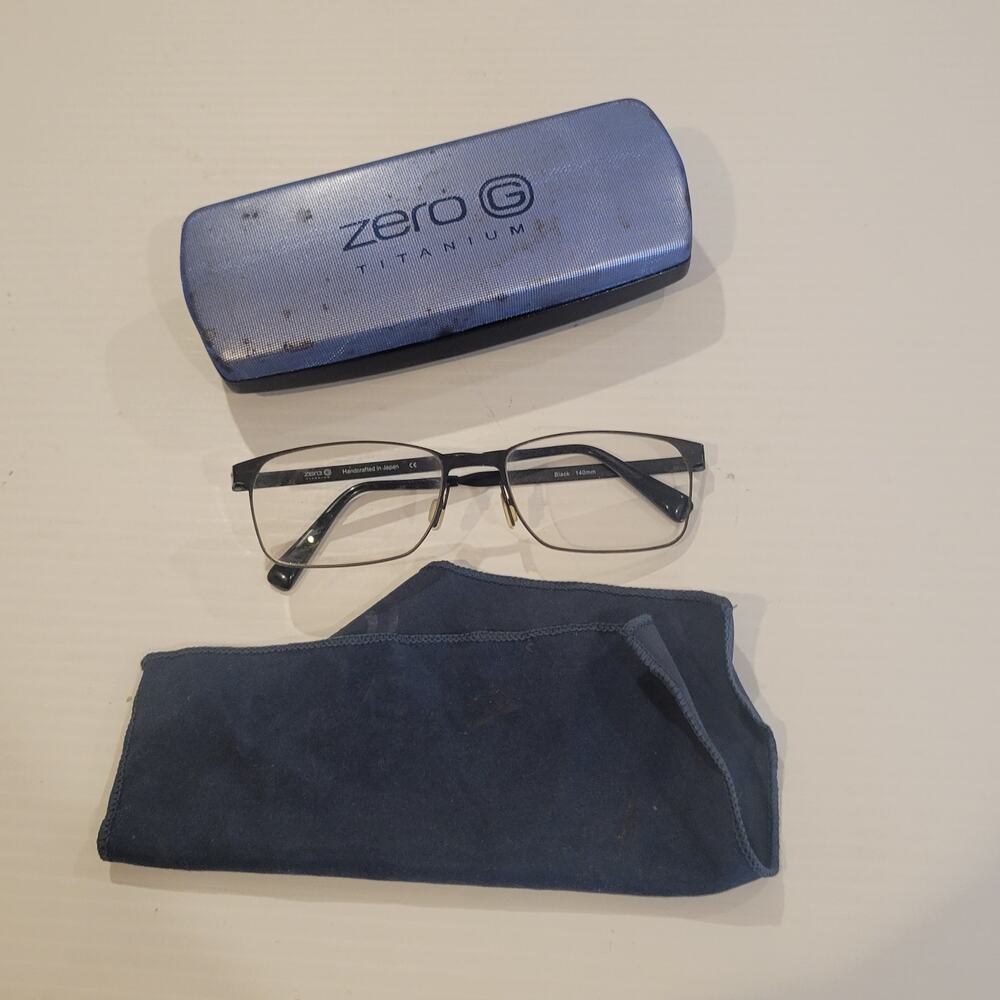 Zero G Titanium Kent Eyeglasses Frame Black Matte Handcrafted in Japan w/ Case